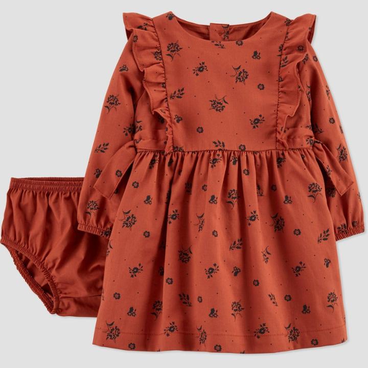 Baby Girls' Floral Twill Dress - Just One You Made By Carter's Brown