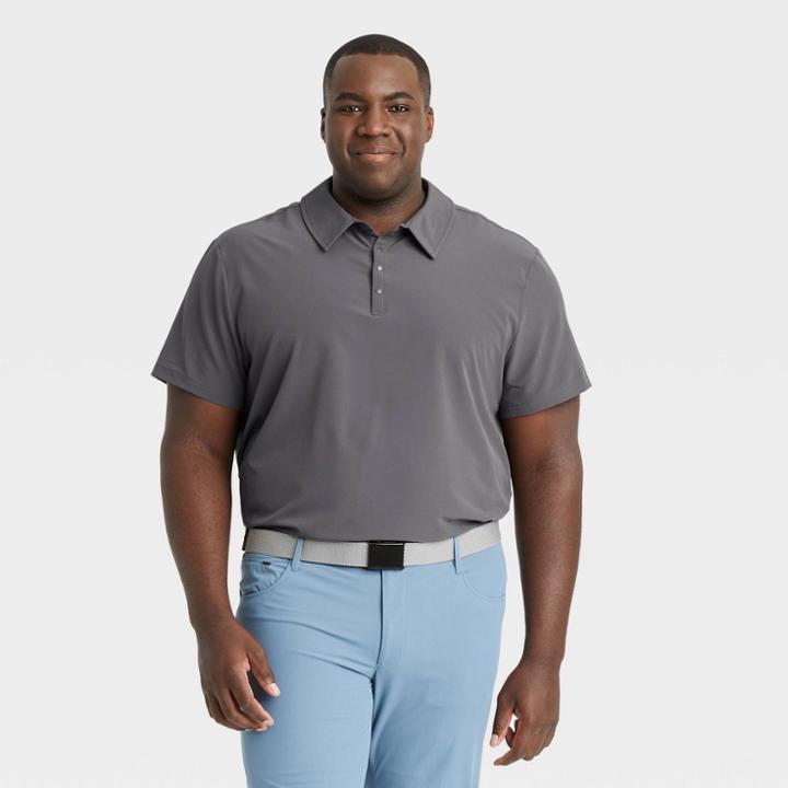 Men's Big & Tall Stretch Woven Polo Shirt - All In Motion Dark Gray