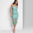 Women's Sleeveless Ruched Mesh Dress - Wild Fable Aqua Blue Wave