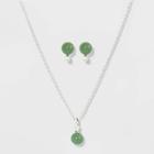 Green Aventurine Earring And Necklace Set - A New Day Green, Women's