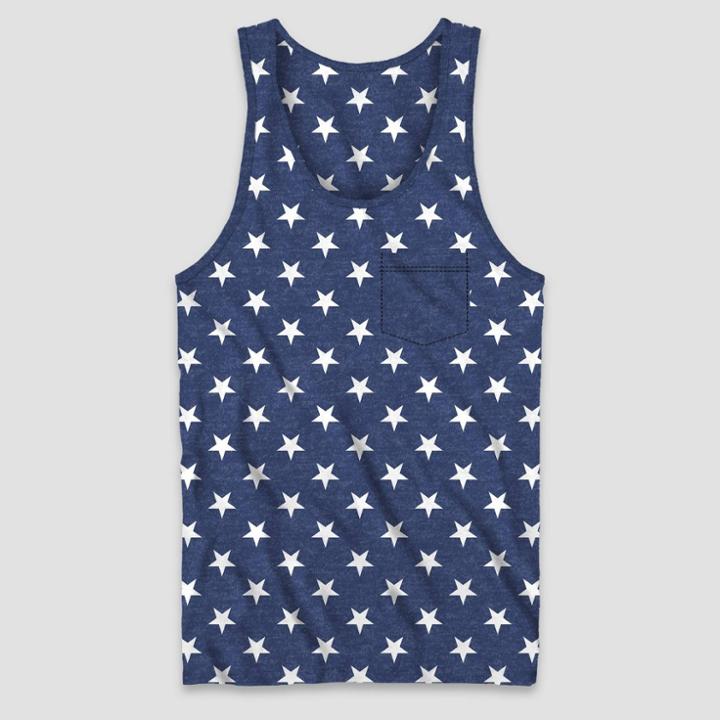 Mad Engine Men's Star Graphic Tank Top - Heathered Navy Blue