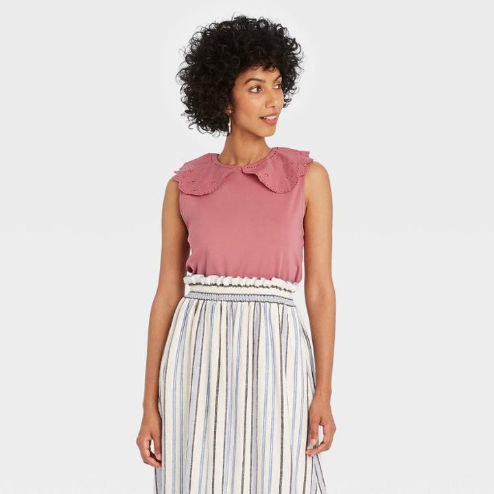 Women's Collared Muscle T-shirt - A New Day Rose Pink