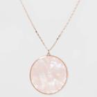 Mother Of Pearl Disc Long Necklace - A New Day , Women's, Beige
