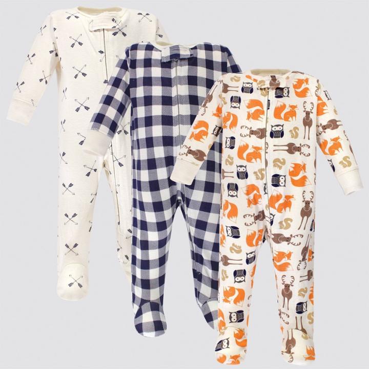 Hudson Baby 3pk Forest Zipper Sleep N' Play