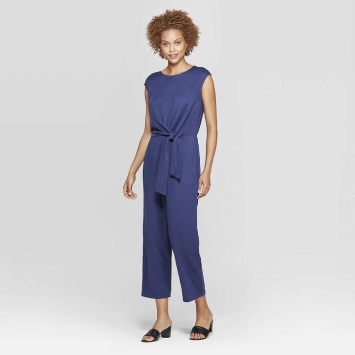 Women's Sleeveless Crewneck Ankle Length Jumpsuit - Prologue Navy
