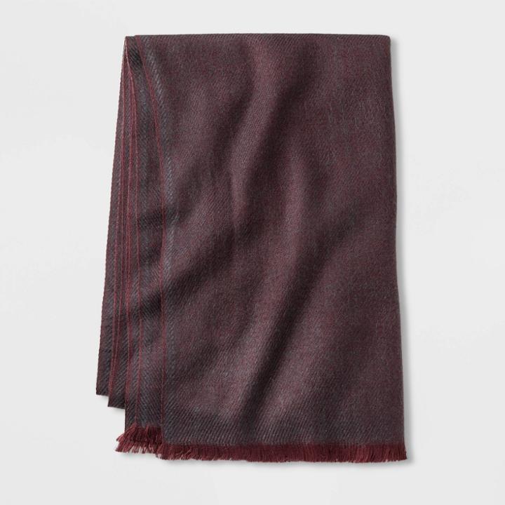Men's Striped Acrylic Twill Woven Scarf - Goodfellow & Co Berry, Men's, Size: