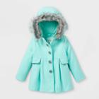 Toddler Girls' Faux Wool Hooded Coat - Cat & Jack