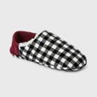 Adult Buffalo Check Plaid Sherpa Lined Pull-on Slipper Socks With Huggable Heel & Grippers - Wondershop Black/white