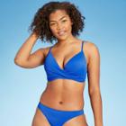 Women's Lightly Lined Twist-front Ribbed Bikini Top - Shade & Shore Sapphire Blue