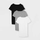 Maternity Short Sleeve Non-shirred 3pk Bundle T-shirt - Isabel Maternity By Ingrid & Isabel Black/white/gray