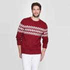 Men's Argyle Casual Fit Long Sleeve Crew Neck Fairisle Holiday Pullover - Goodfellow & Co Red