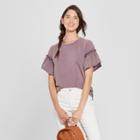 Women's Short Sleeve Detail Mineral Wash Top - Grayson Threads (juniors') Purple