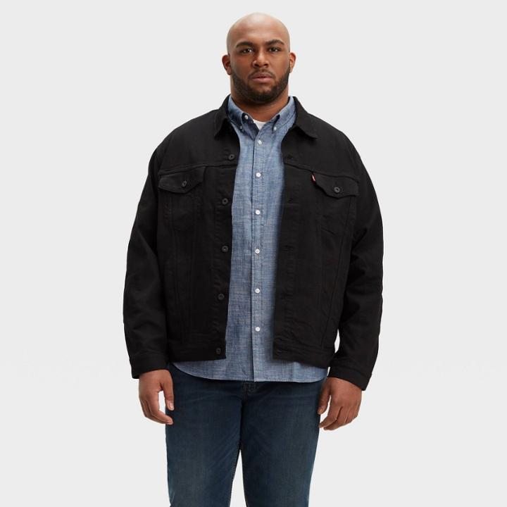 Levi's Men's Big & Tall Long Sleeve Trucker Jacket - Black Denim