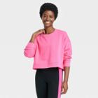 Women's Cotton Fleece Crewneck Cropped Sweatshirt - All In Motion Berry Pink