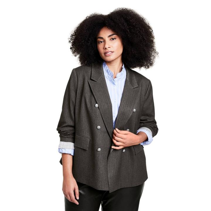 Women's Plus Size Cropped Double Breasted Blazer - Nili Lotan X Target Charcoal Gray