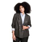 Women's Plus Size Cropped Double Breasted Blazer - Nili Lotan X Target Charcoal Gray