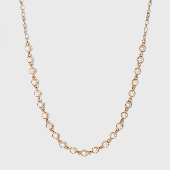Faux Pearl Short Necklace - A New Day Gold,