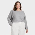 Women's Plus Size Long Sleeve Ottoman T-shirt - A New Day Gray