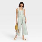 Women's Striped Sleeveless Button-front Jumpsuit - A New Day