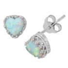 1 1/2 Tcw Tiara Sterling Silver Heart-cut Opal Crown Earrings