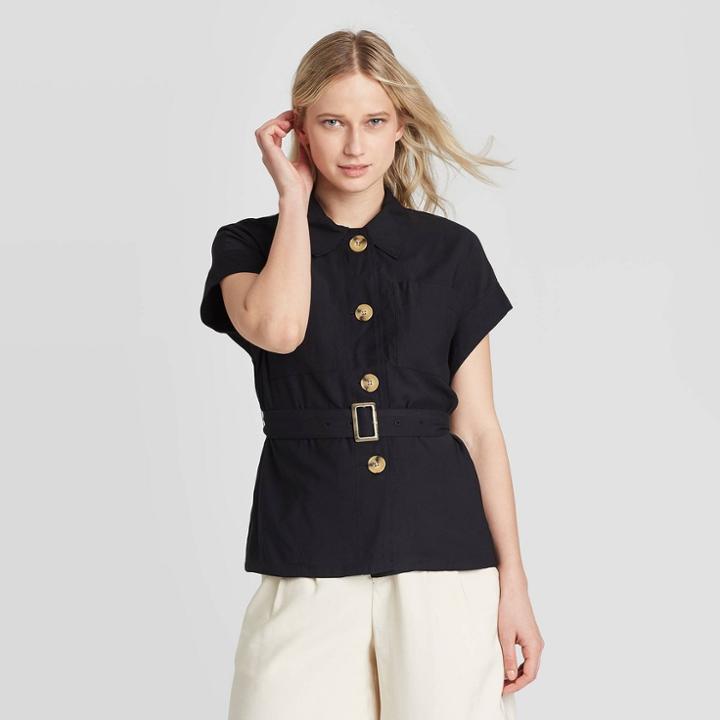 Women's Short Sleeve Utility Jacket - Who What Wear Black S, Women's,