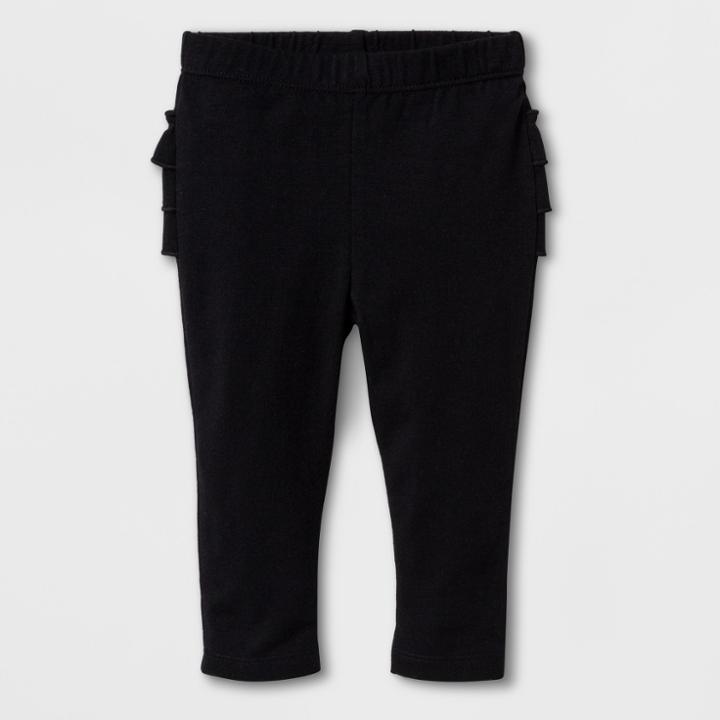 Baby Girls' Ruffle Leggings - Cat & Jack Black Newborn