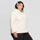 Women's Plus Size Long Sleeve Turtleneck Sherpa Pullover - Ava & Viv Cream 1x, Women's, Size: