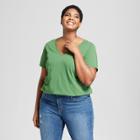 Women's Plus Size V-neck Short Sleeve T-shirt - Ava & Viv Green