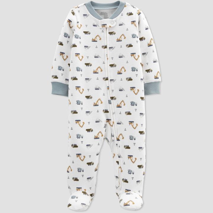 Baby Boys' Construction Thermal Sleep N' Play - Just One You Made By Carter's White/gray Newborn