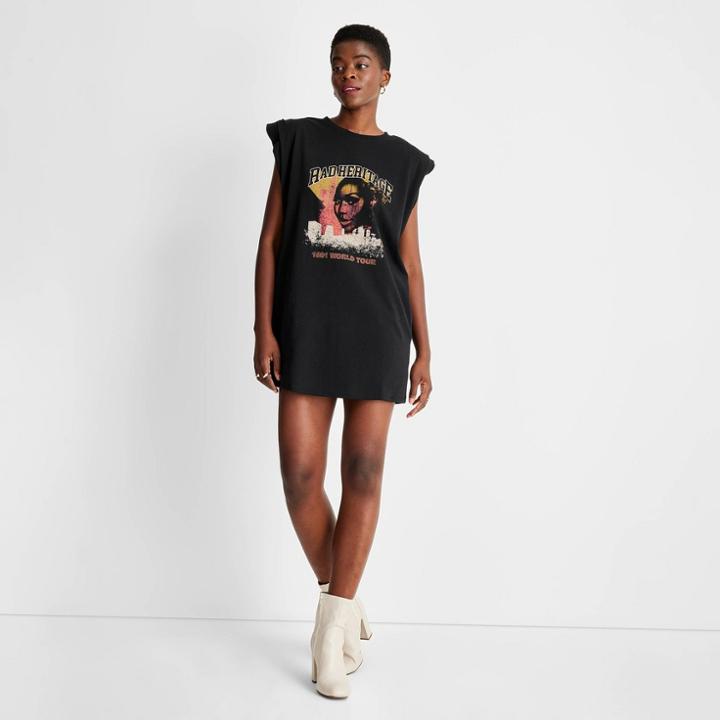 Women's Sleeveless Power Shoulder Graphic Shift Dress - Future Collective With Kahlana Barfield Brown Black Xxs
