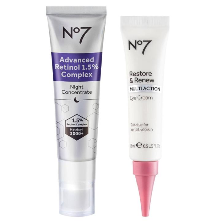 No7 Retinol 1.5% Complex Night Concentrate And Restore & Renew Multi Action Eye Cream Duo