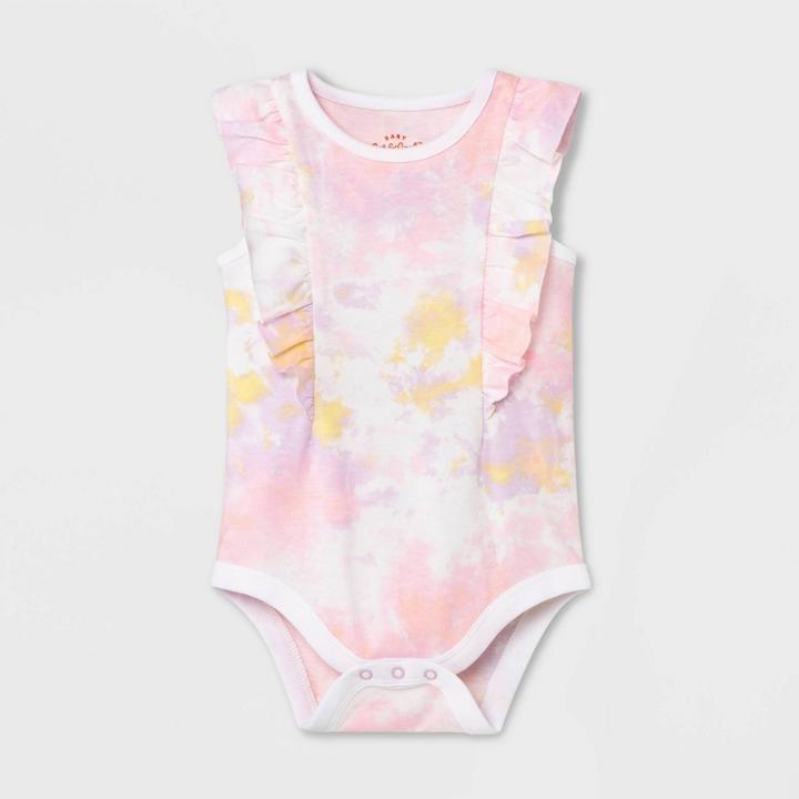 Baby Girls' Tie-dye Ruffle Bodysuit - Cat & Jack Light Pink Newborn
