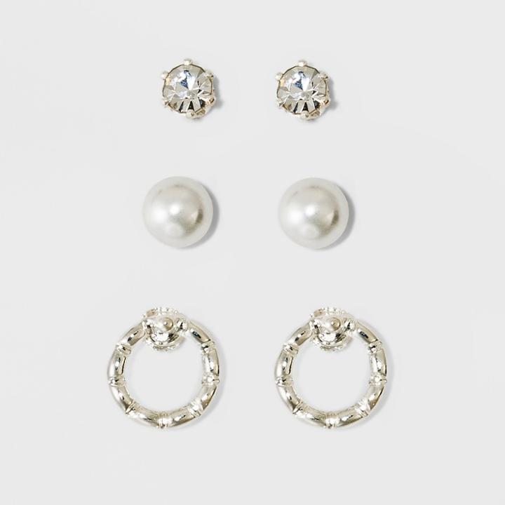 Pearl, Stone, And Circle Earring Set - A New Day