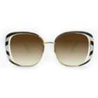 Women's Square Sunglasses With Dark Brown Gradient Lens - A New Day Black/gold