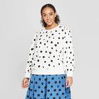 Women's Plus Size Polka Dot Long Sleeve Sweatshirt - Who What Wear White/black X, White/black Polka Dot