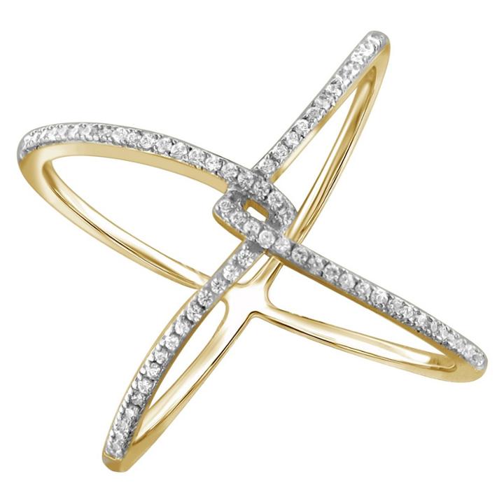 Distributed By Target 1/7 Ct. T.w. Round-cut White Diamond Prong Set Geometric Ring In Gold Over Silver