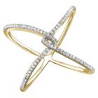 Distributed By Target 1/7 Ct. T.w. Round-cut White Diamond Prong Set Geometric Ring In Gold Over Silver
