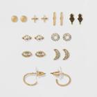 Crystal Acrylic Stone Post Earring Set - Wild Fable Gold, Bright Gold