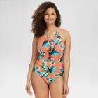 Beach Betty By Miracle Brands Women's Slimming Control Tropical High Neck One Piece Swimsuit -