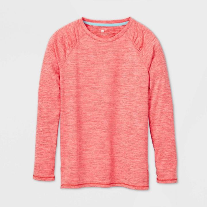 Girls' Quick Dry Upf 50+ Long Sleeve Swim T-shirt - All In Motion Bright Red