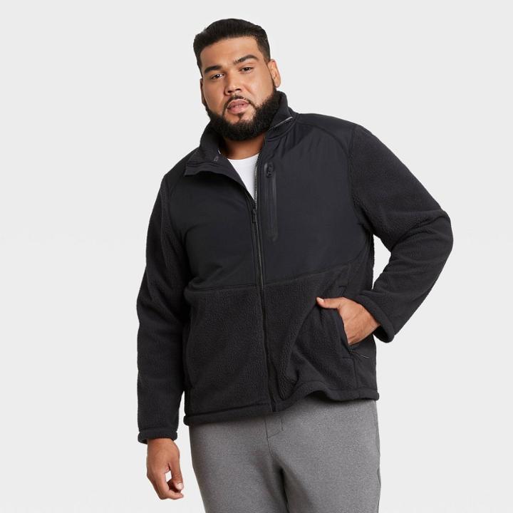 Men's Big & Tall Sherpa Fleece Jacket - All In Motion Black