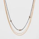 Target Multi Row With Chain Thread And Bead Necklace - Gold