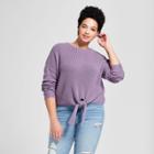 Women's Plus Size Tie Front Pullover - Universal Thread Purple X