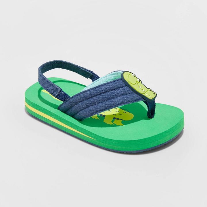 Toddler Boys' Pepin Flip Flop Sandals - Cat & Jack Green S (5-6), Toddler Boy's, Size: