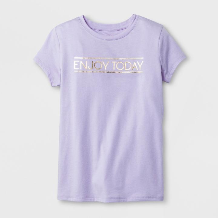 Girls' Short Sleeve Enjoy Today Graphic T-shirt - Cat & Jack Purple