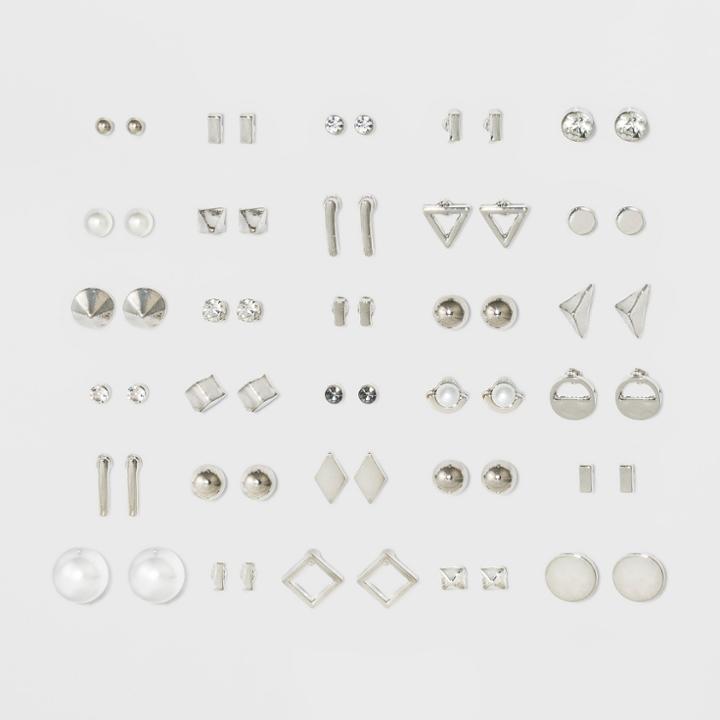 Geometric Shapes And Simulated Pearl Multi Earrings 30ct - Wild Fable Dark