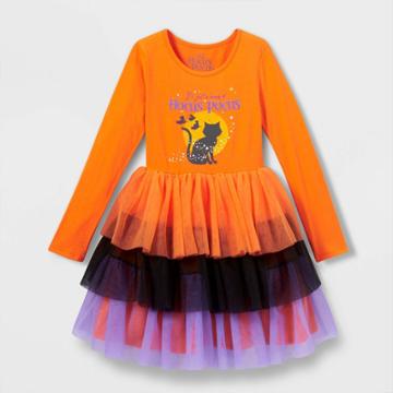 Girls' Hocus Pocus Tiered Tutu Dress - Orange