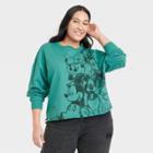 Mickey Mouse & Friends Women's Disney Plus Size Caricature Graphic Sweatshirt - Green