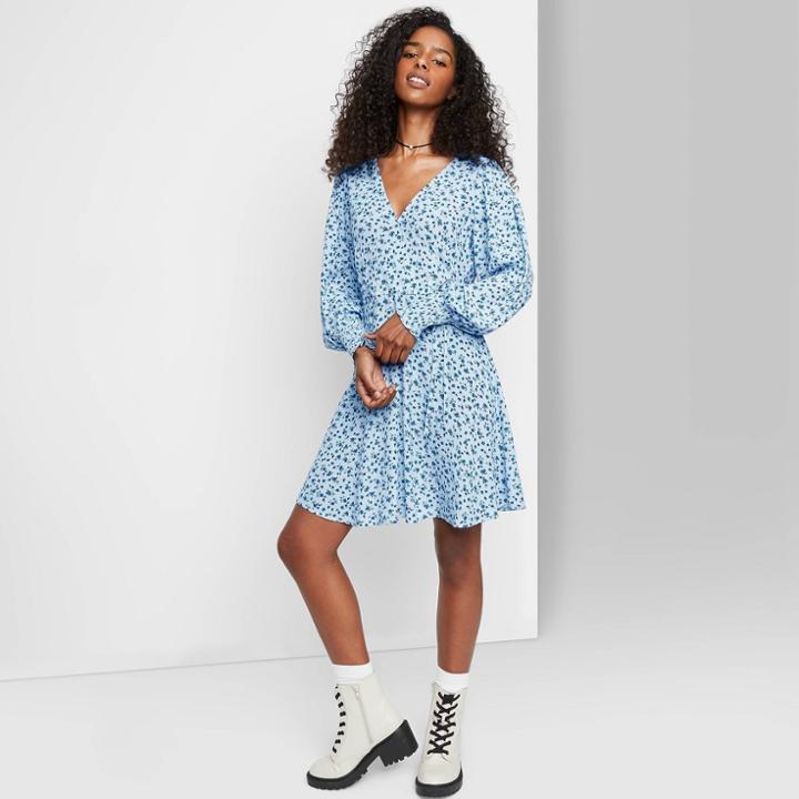 Women's Long Sleeve Wrap Dress - Wild Fable Floral