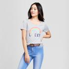 Women's St. Patrick's Day Rainbow Lucky Scoop Neck Short Sleeve Graphic T-shirt - Grayson Threads (juniors') - Gray